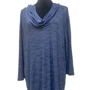 Green Dragon Light Blue 3/4 Sleeves Cowl Neckline Hoodie Long Light Tunic XL